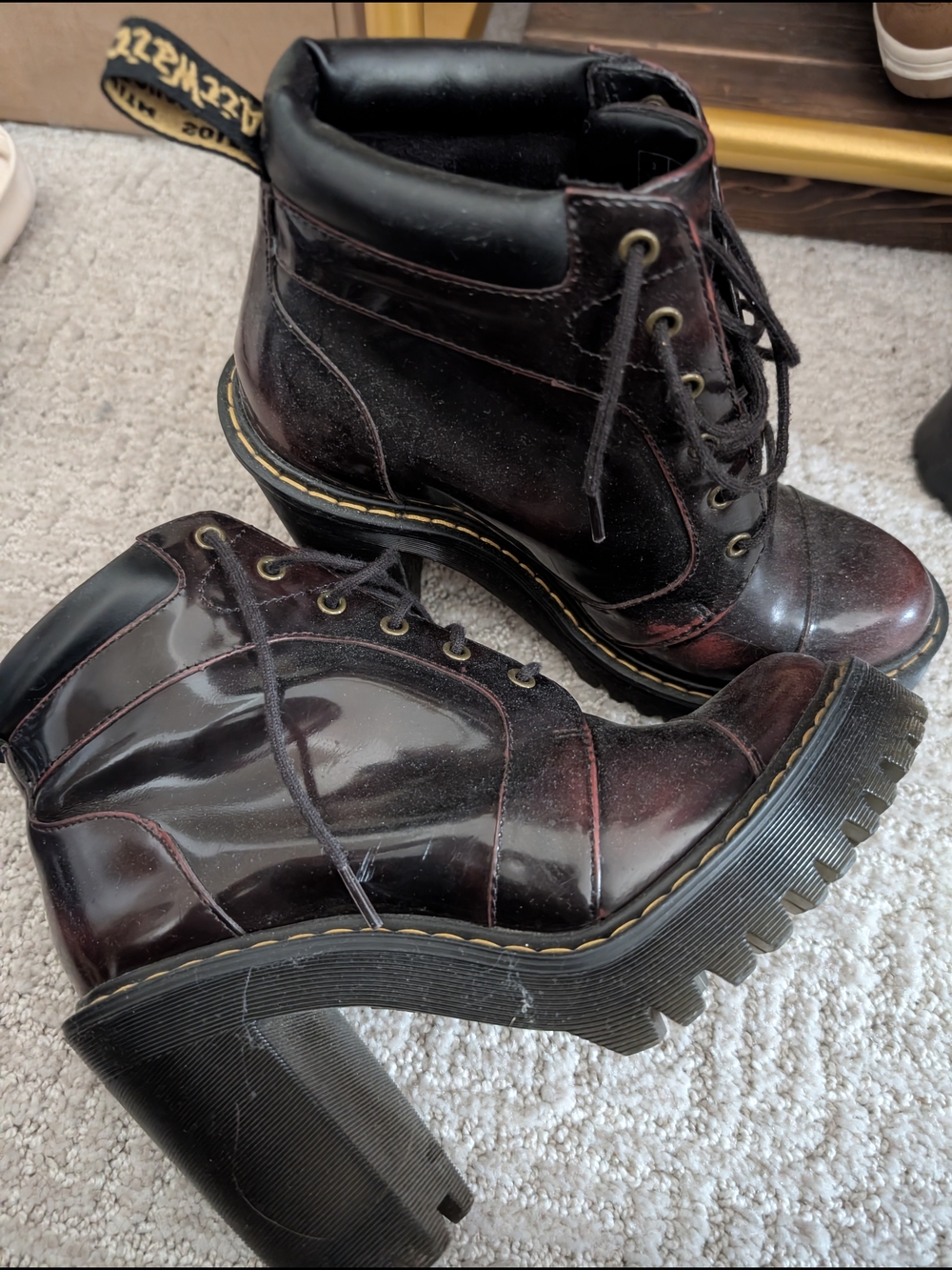 Dr. Martens Black Leather Ankle Boots with Yellow Tag